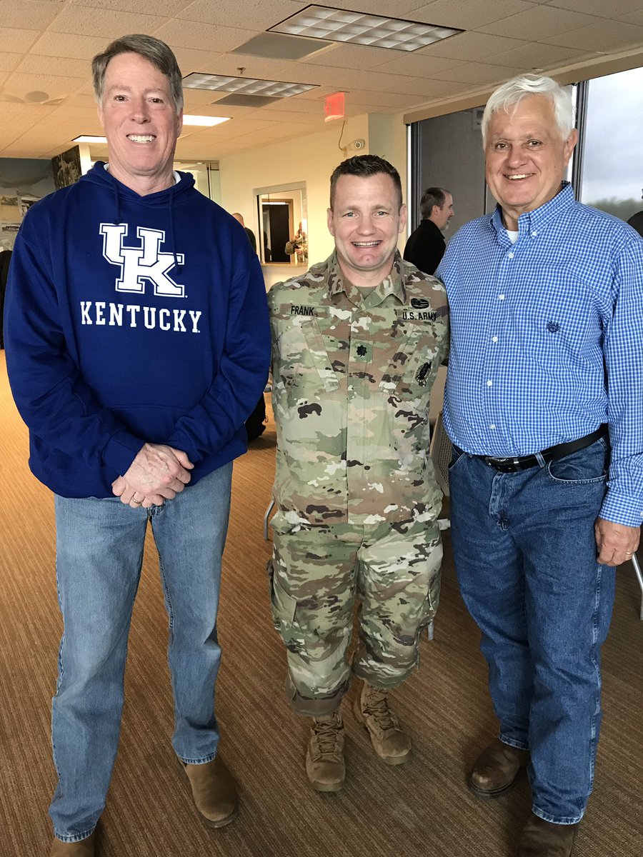USARB Nashville commander <a href="/frank_frank1978/">Rick Frank</a> poses with Kentucky state Reps. Walker Thomas and Lynn Bechler today while we’re waiting for the weather to clear for Day 2 of #tnTandem19 #ArmyTeamNashville #InOurBoots #kentuckylegislature