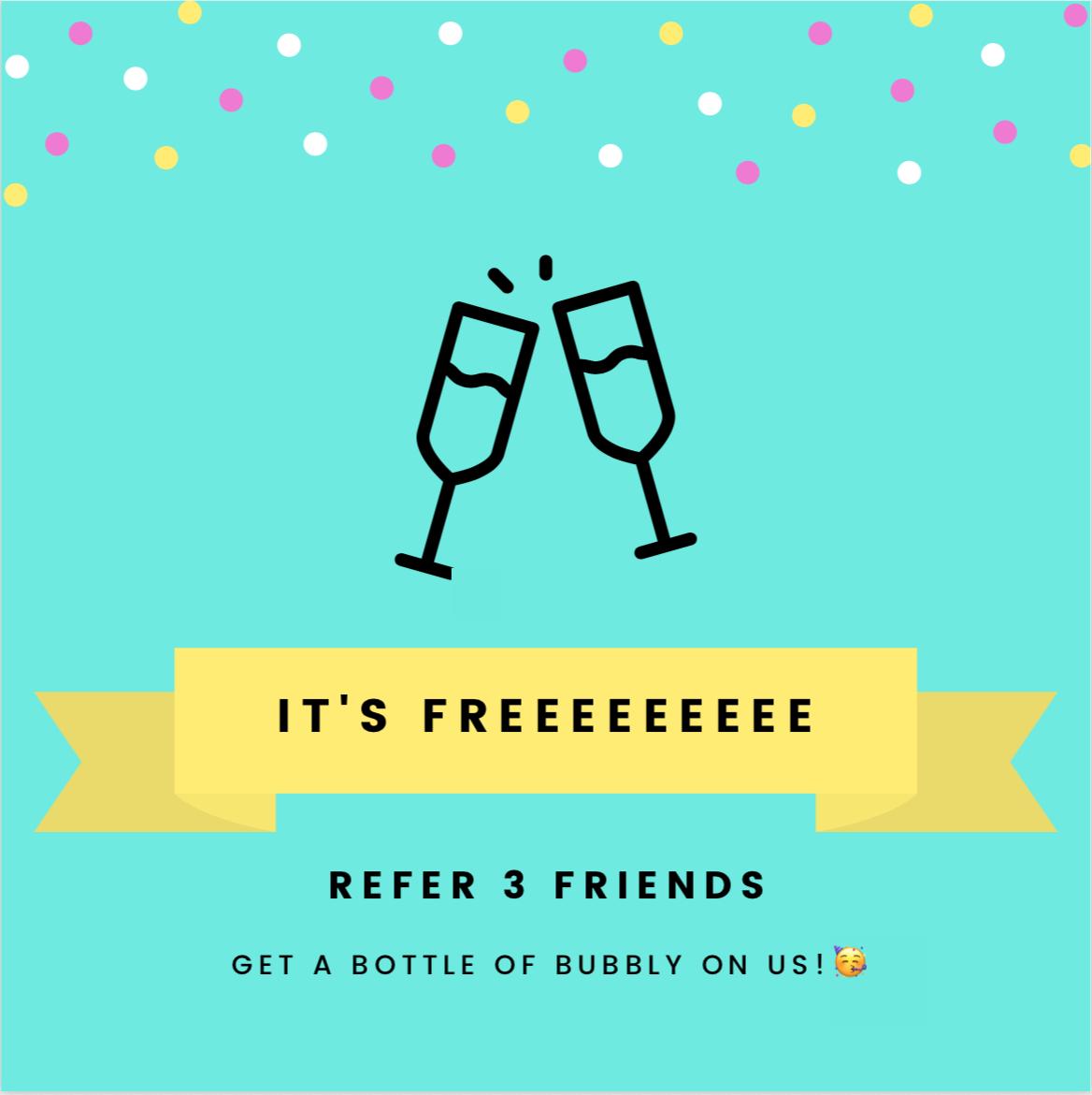 FREE STUFF 🍾🍕🎉! 
You now get perks for inviting your friends to use Loop (18+ and in #london to redeem).

🍾 3 friends = 1 bottle of bubbly
🍕 10 friends = 1 pizza party for up to 10 people
🎉 20 friends = free house party 🙀

Retweet and help your friends get some bubbly too!