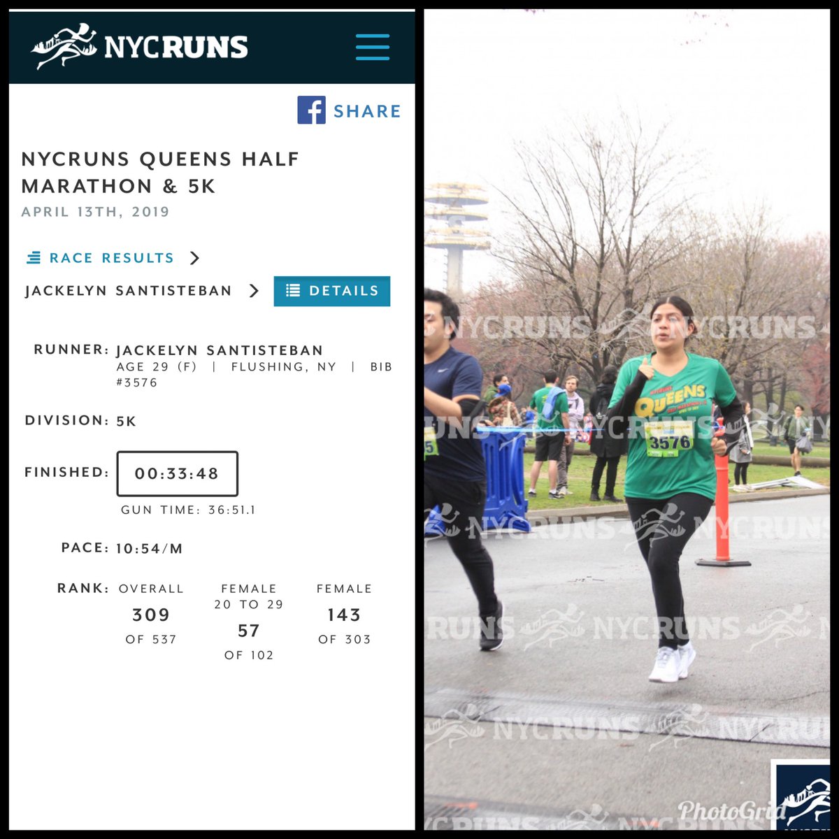 ayyy_perucha's tweet photo. So proud of myself!! 🤗💪🏽🏃🏽‍♀️ #nycruns5k #MyFirst5KRace #ToManyMoreToCome 🙌🏽🙌🏽🙌🏽 https://t.co/N4lXmR29HT