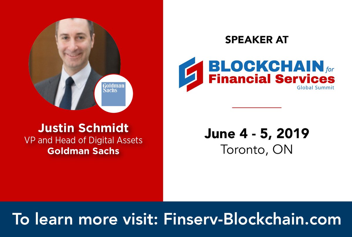KEYNOTE SPEAKER
#Blockchain in #Banking? Justin Schmidt, VP from <a href="/GoldmanSachs/">Goldman Sachs</a> will have his say in regards to these big topics. 

Read about the event, speakers, and sessions in our #free brochure: bit.ly/2HJ93DM 

#BchainFinServ19 #Toronto #june #finserv #events