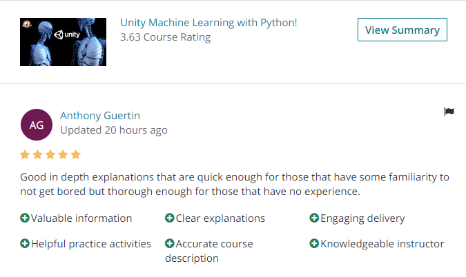 mammothcompany's tweet image. Thanks to our student for this amazing review #unity #learnunity #codingnewbie #gamedev #machinelearning #learnpython #udemy