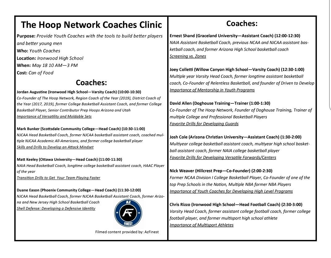 omearafamily4's tweet image. Look at all of the brilliant people who are speaking at this Hoop Network Clinic. Every coach should plan to be at Ironwood High School from 10 a.m. to 3 p.m. on May 18. You will not want to miss this. Let's improve as coaches so that we can help our players get better.