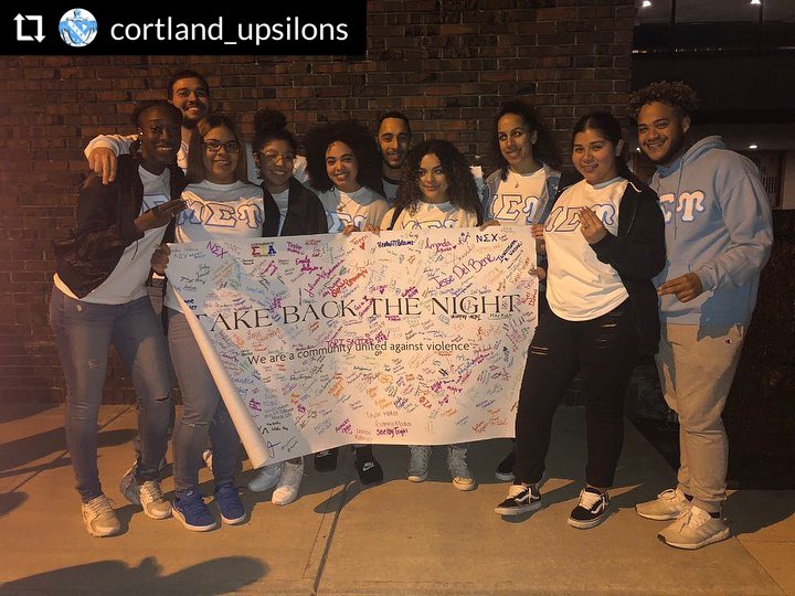 REGION4_UPSILON's tweet photo. Royal Korones Brothers Joel, Andy and Michael participating in the annual “Take Back the Night March” hosted by @sunycortlandsafer #CommunityService #RoyalKorones #SUNYCortland https://t.co/hhs9xIExcQ