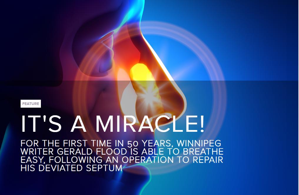 WaveHealthMag's tweet photo. It's a Miracle!
For the first time in 50 years, #Winnipeg writer Gerald Flood is able to breathe easy, following an operation to repair his #deviated #septum. Read more at https://t.co/HXdHy9FUU1 #newswinnipeg https://t.co/57CbvYTcla