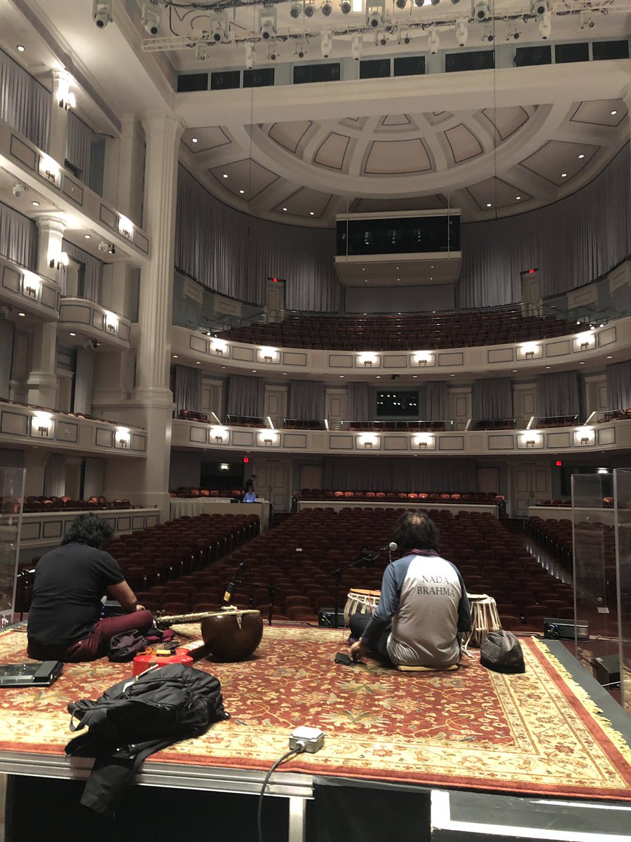 Sounds check with the Master of Percussions #MOP. <a href="/ZakirHtabla/">Zakir Hussain</a> and <a href="/niladri_kumar/">Niladri Kumaar</a> It’s going to be a great show!