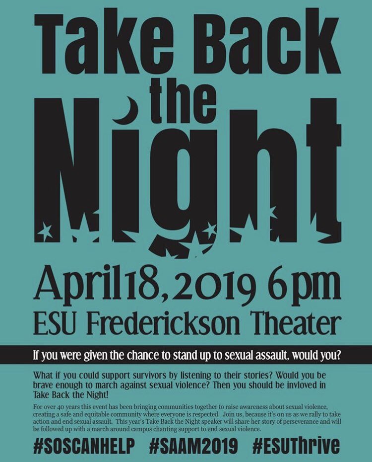 esuthrive's tweet image. Take Back the Night is in less than an hour!!!