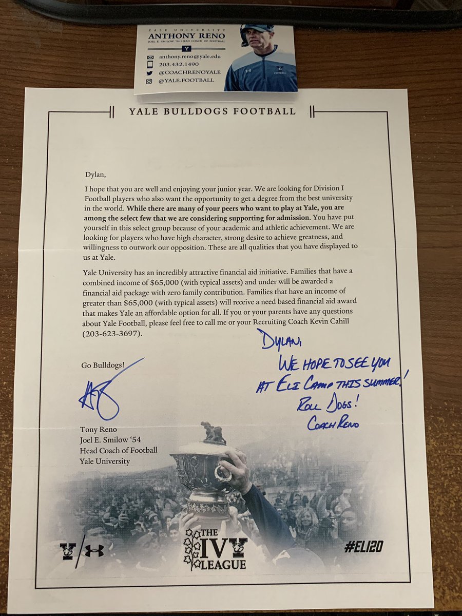 D_ridolph's tweet photo. Really appreciate the acknowledgment! Hoping to get a chance to see beautiful Yale this summer @CoachGoldrich @yalefootball https://t.co/mGj7pROLPB