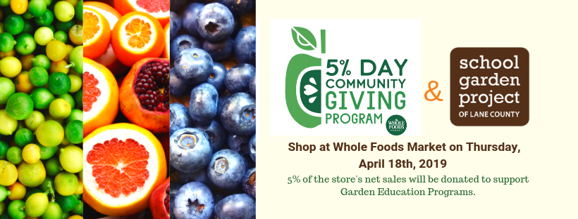 School_Garden's tweet photo. Grocery shopping is even better when it benefits school garden education! Shop @WholeFoods Market in Eugene (353 E. Broadway) TODAY and 5% of sales are donated to School Garden Project! #groweatlearn https://t.co/vM7XSp6Jer