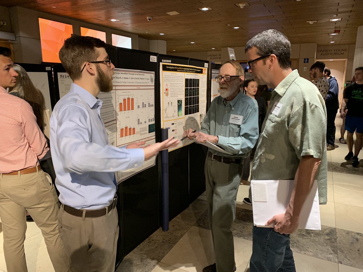 ogaoue's tweet photo. Lucky to have great senior colleagues in my department who are very supportive. We teamed yesterday to enjoy and evaluate the #diversity of #research our #undergraduate students are conducting in @ArtsSciencesUT. Another opportunity for unofficial mentoring. #EUReCA2019 @UTK_EEB https://t.co/jU9TYfWSA9