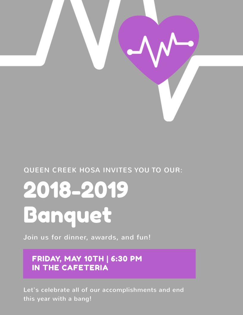 QchsHOSA's tweet photo. Don’t forget about our annual Hosa Banquet coming up on May 10th!!! There is going to be food, awards, and lots of fun!!! https://t.co/ZYHTSU7Hrj