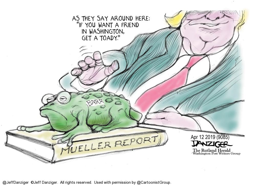cartoonistgroup's tweet photo. In view of #BillBarr, #FullCooperation = insufficient written responses, discouragement of cooperation, dangling of pardons and more.
By @JeffDanziger
#MuellerReportCartoons #MuellerReport #TrumpsToady https://t.co/NyoKwLG9h8