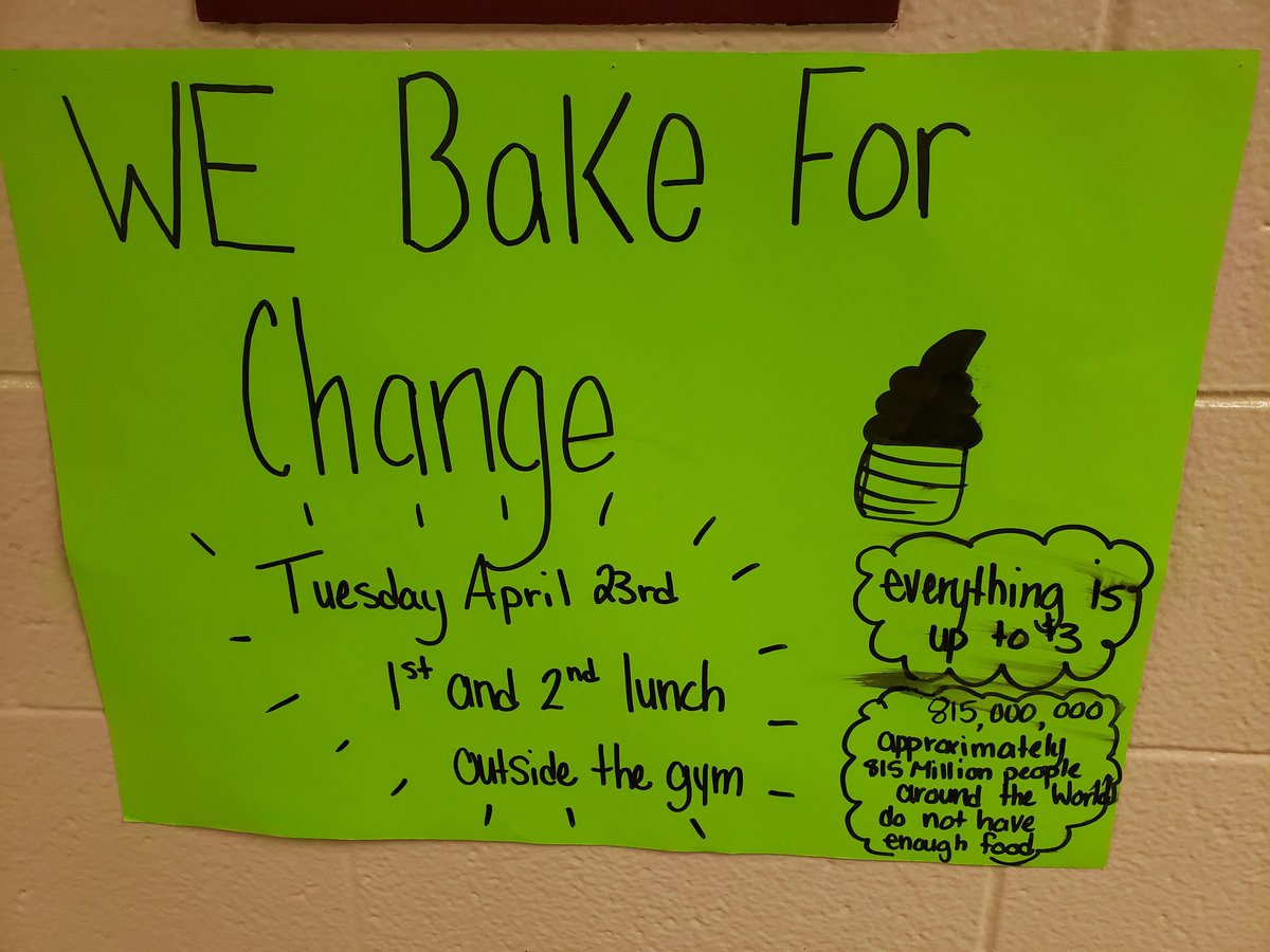 ShieldJanet's tweet photo. #webakeForChange Bake Sale on Tuesday April 23. @WattPS https://t.co/fpr4eYChjW