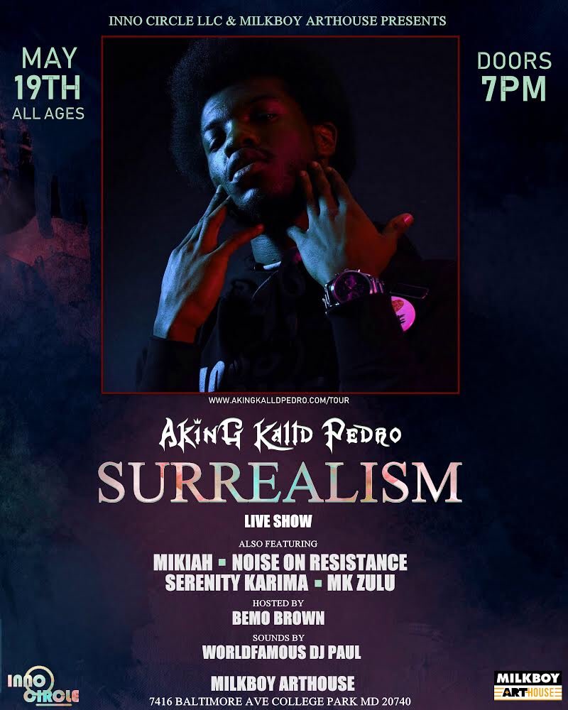 wfdjpaul's tweet photo. (LINK IN BIO)
On May 19th, join me as we celebrate @AkinGKalldPedro newest project #Surrealism at @milkboyarthouse. Also performing will be @mkzulumusic, @serenitykarima, @mikiah__ @getmorenor
Hosted by the talented @bemobrown
Doors: 7PM, TIX: 10$
Brought to you by #InnoCircle 💡 https://t.co/i9hPQyQfbH