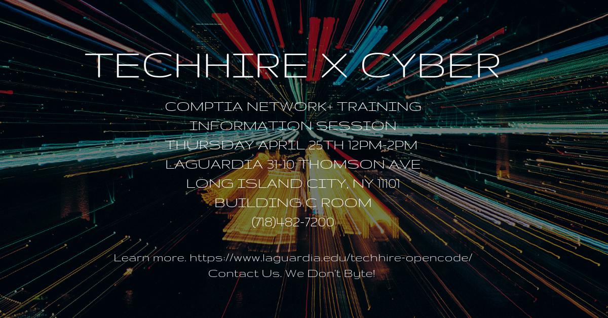 LAGCC_TechHire's tweet photo. #CyberSecurity #comptia #neetworkplus #cyber #hacking2019 @LaGuardiaCC @CUNY @CUNYStudentLife https://t.co/UHLxijfa7M https://t.co/igm4OLJbit
