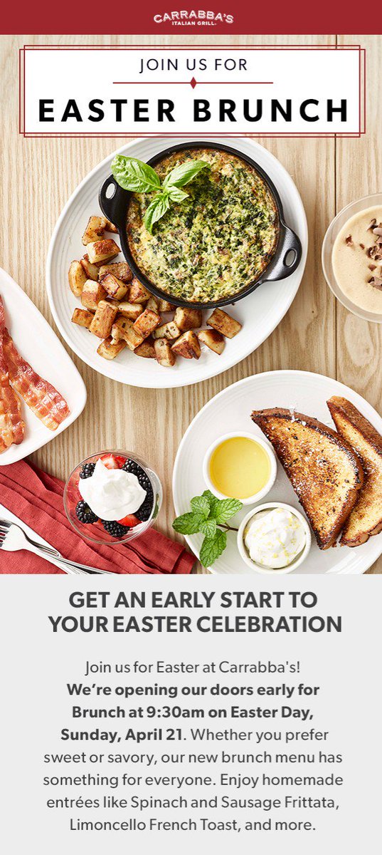 coast_palm's tweet photo. @coast_palm Coast Carrabba's is having Easter Brunch!!!  Come join us!!! https://t.co/30EJyOqqdp