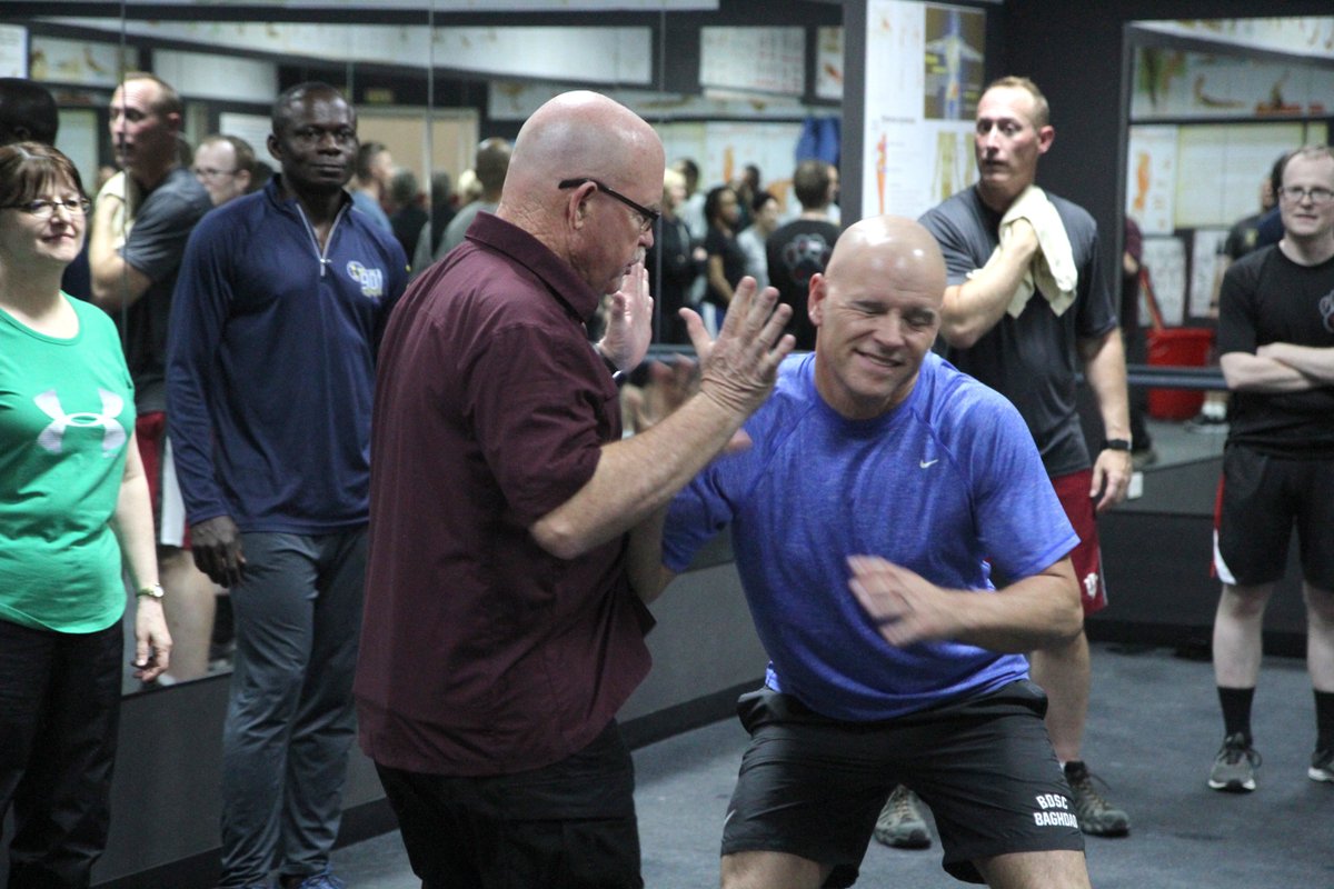 usarmycentral's tweet photo. Protecting our people protects our mission.
#USArmy Col. James Cummings put his 40 yrs of martial arts experience to use at Camp As Sayliyah, Qatar - teaching a self-defense class as part of Sexual Assault Awareness and Prevention Month: https://t.co/kzFEuWzmfW
#SAAPM2019 https://t.co/WF5KaZP578