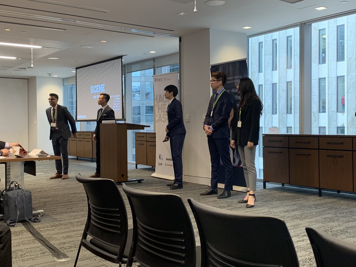 iveymsc's tweet photo. The last #IveyMSc BA presentations are in full swing @DeloitteCanada for #Hackthecase. Congrats to the final teams; #TheHackers & #TheDEViants Stay tuned for the winning team! @iveybusiness @SASAcademicCA @scotiabank https://t.co/C7doYJQLla