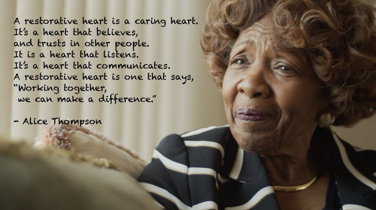 KerraBolton's tweet photo. "A restorative heart is one that says 'working together we can make a difference.'" -- Alice Thompson. Photo Credit @CassidyFriedman @iirpgradschool #restorativejourney #restorativepractices #restorativedetroit #findyourvoice https://t.co/uk2f4ahlQC