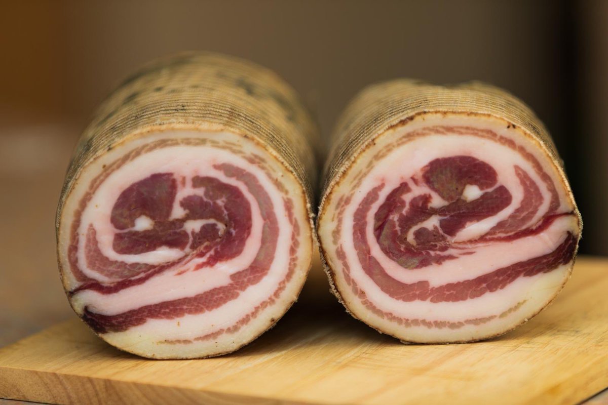 British Rolled Pancetta!!! Cured &amp; Matured in Kew . 7 months in the making, this will be available for purchase at next months markets in <a href="/KewMarket/">Kew Village Market</a> &amp; <a href="/HamParadeMarket/">HamParadeMarket</a> . Hope to see you there.