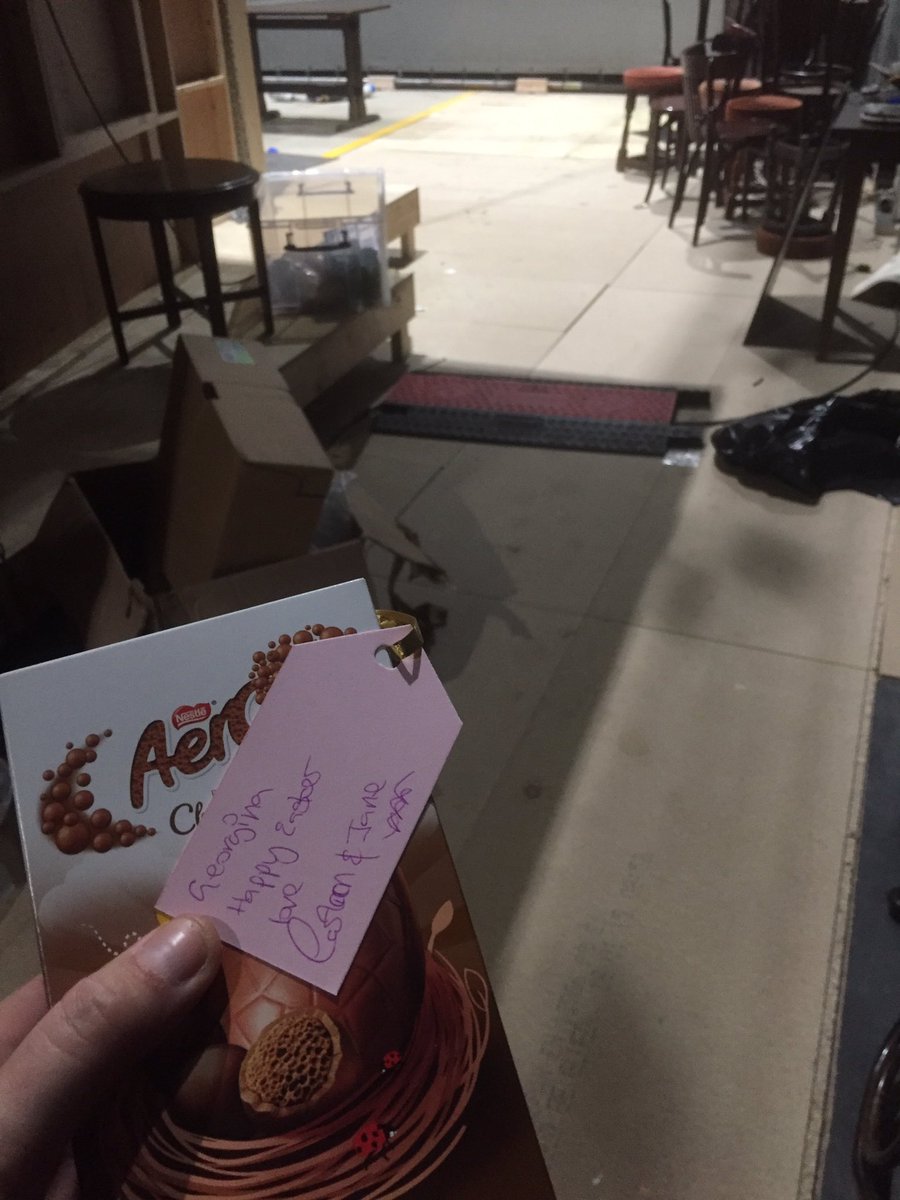 GeorgiHiggins's tweet photo. How to put a smile on a filmmakers face after a long day. A wonderful team! #scriptsupervisor #EasterEgg https://t.co/nkOx74VUhl