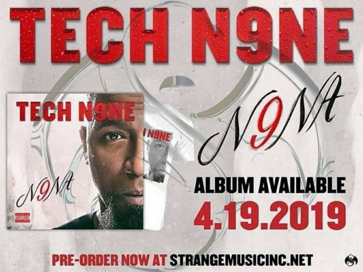 DNugg1527's tweet photo. You still have one more day to pre-order the new TECH N9NE album N9NA now at https://t.co/0IshJwL46c before it comes out 4-19-19 #techn9ne #strangemusic #strangechain #N9NA #DenverStrangeHelpers https://t.co/zz53GQyPkp