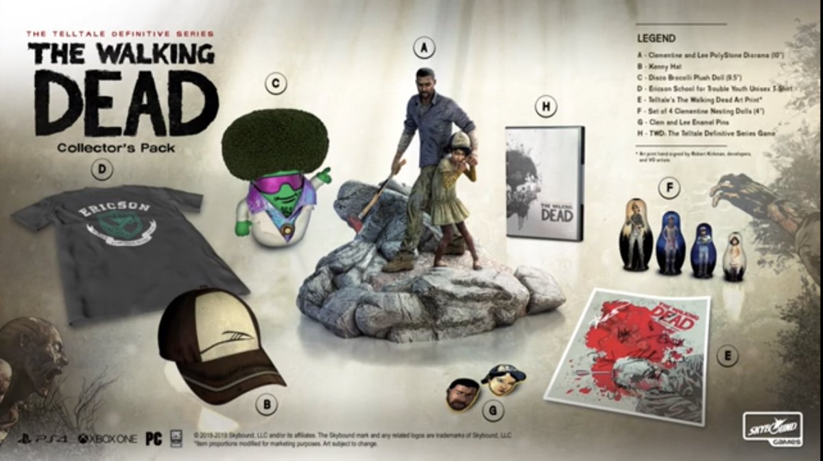 the walking dead lee and clementine statue