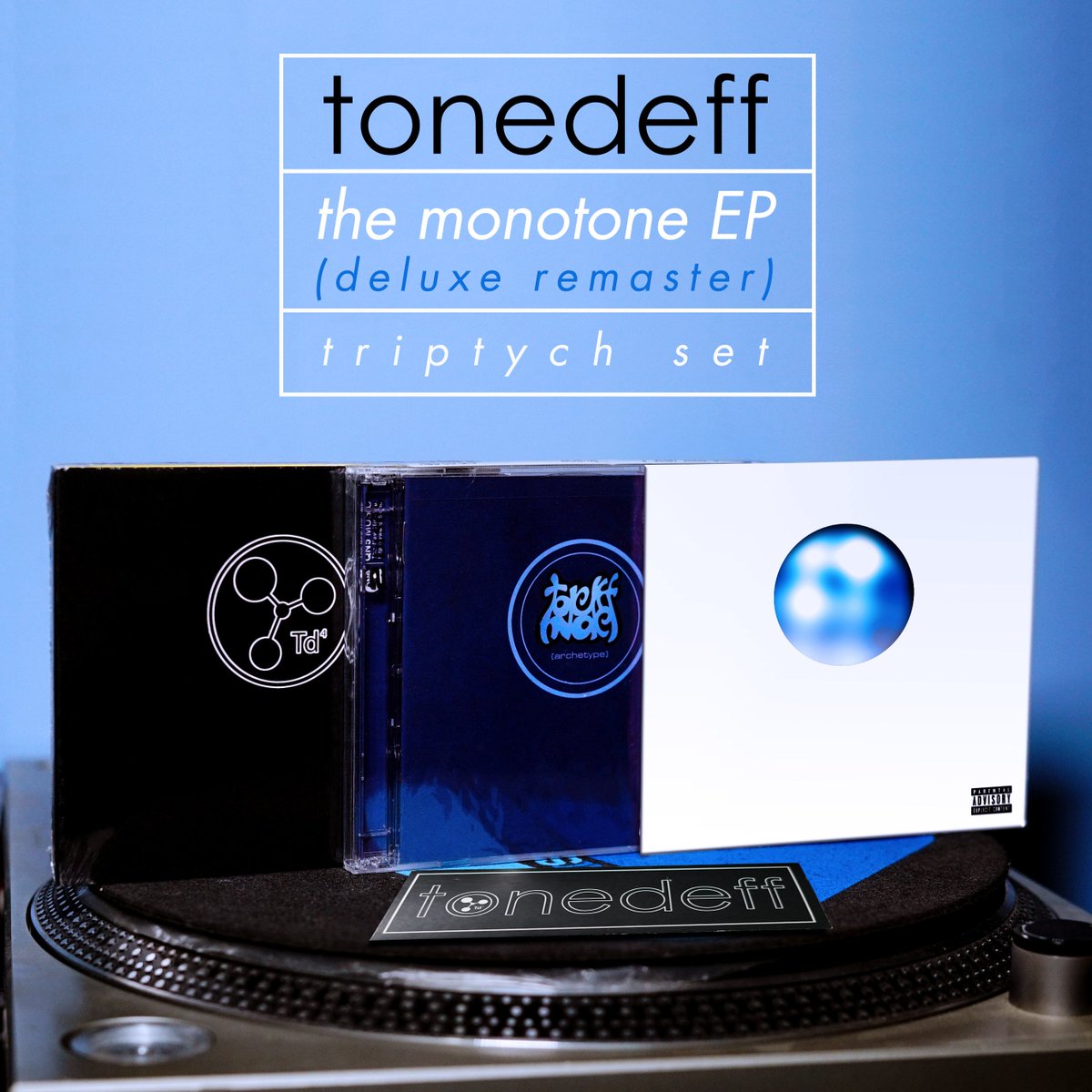 tonedeff's tweet photo. The Monotone EP (Deluxe Remaster), Archetype &amp; Polymer. Save $10 and get all 3 now with this Triptych Set @ https://t.co/ccgOhcfolv https://t.co/hxYXy3O0PY