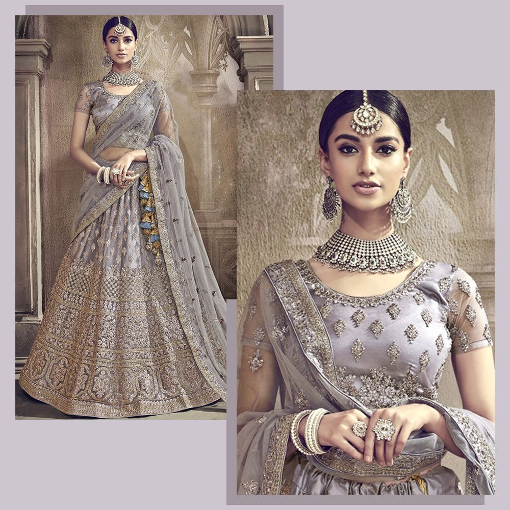 grey bridal lehenga