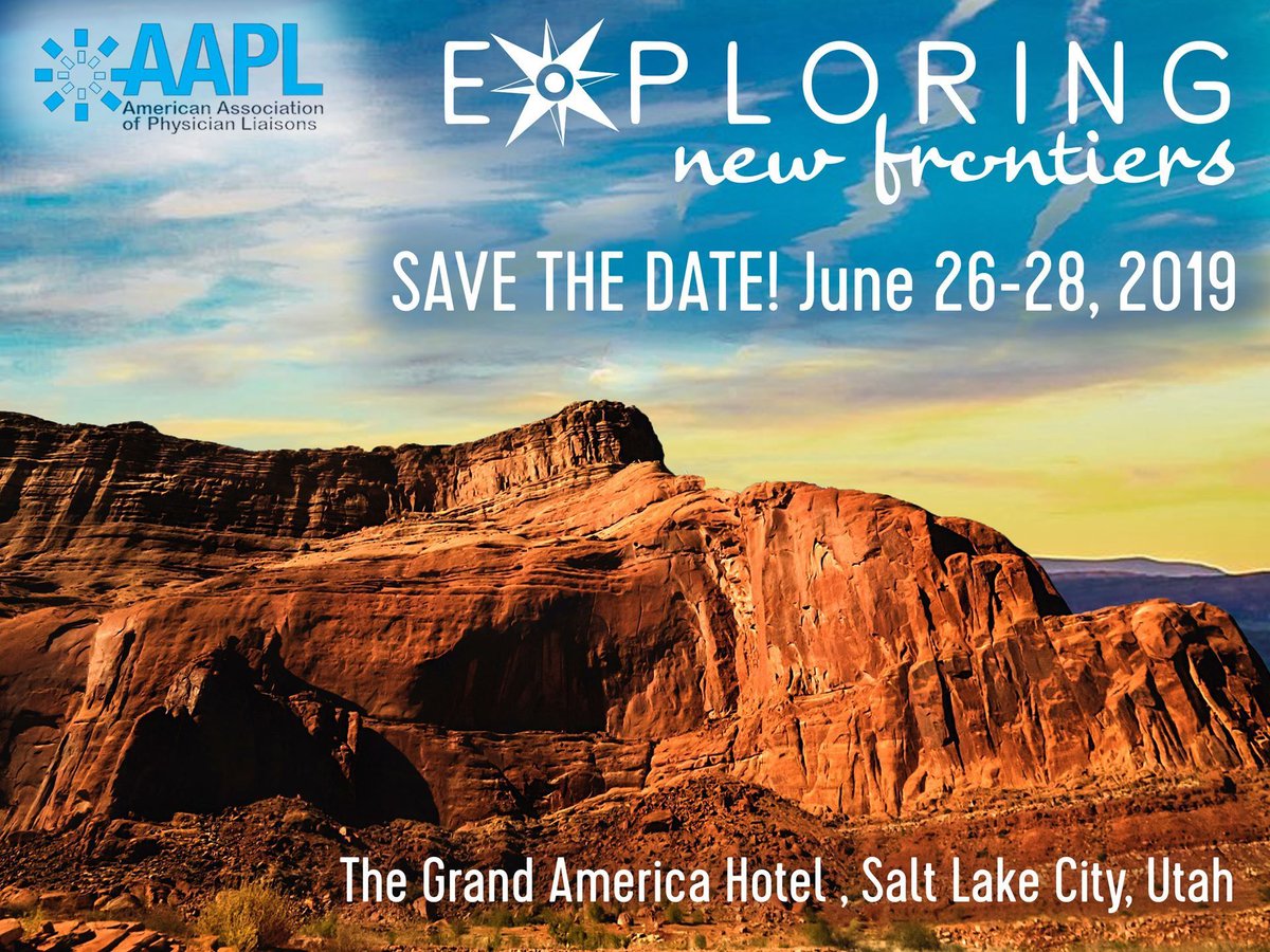 AAPL_network's tweet photo. Have you registered to attend the 2019 AAPL Annual Conference at The Grand America Hotel in Salt Lake City, Utah, yet?
Don't miss out on this one of a kind opportunity- register today!
Register here: https://t.co/o7iuD5Z65m
#AAPLSLC2019 #physicianliaison #AAPLnetwork https://t.co/1XetBDItUT