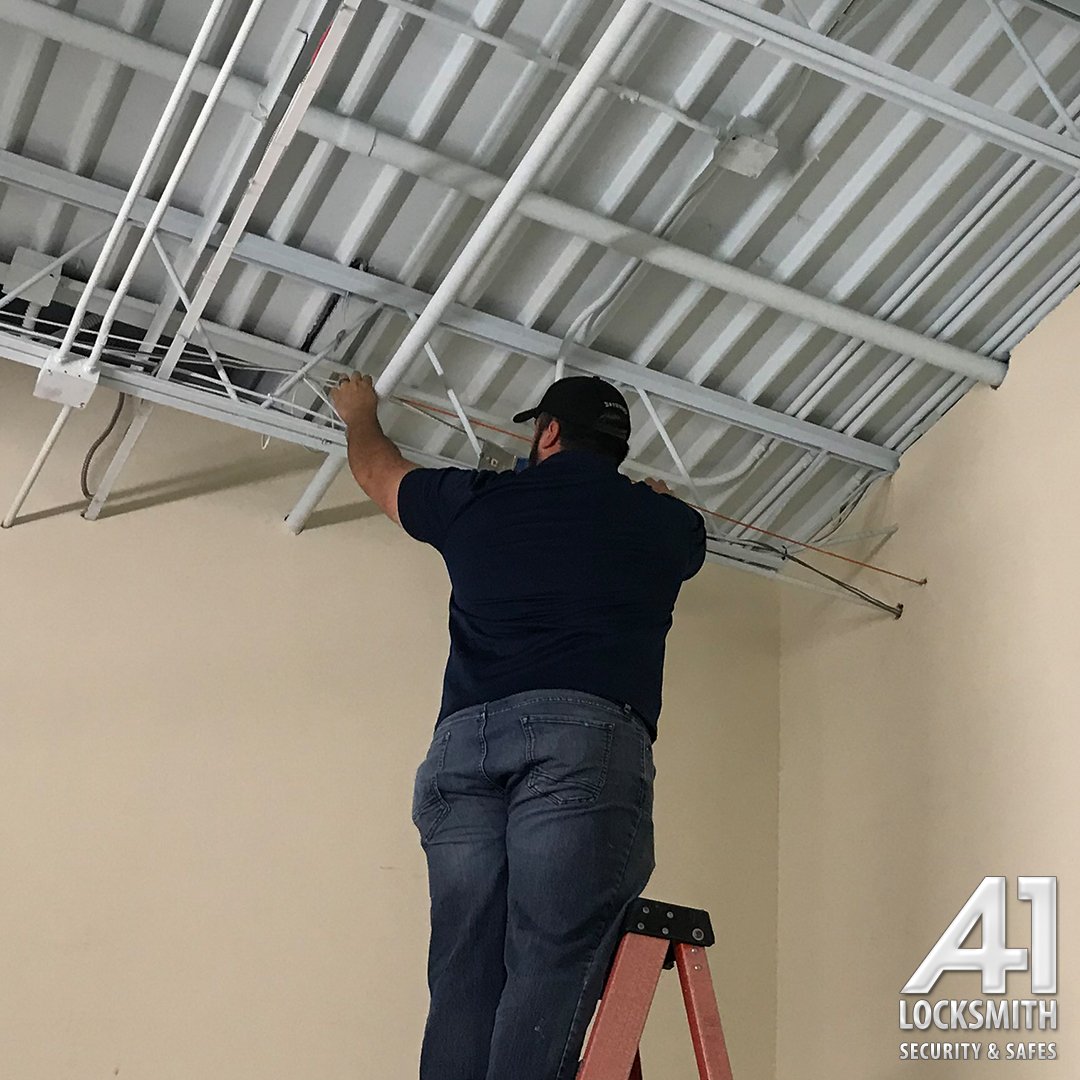 A1LocksmithDFW's tweet image. Here&apos;s a little #BehindTheScenes of our #SecurityGroup division installing a #custom #SecuritySolution. If you need security designed for your business, give A-1 Locksmith a call! 972-690-8464