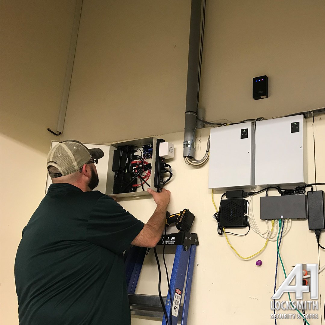 A1LocksmithDFW's tweet image. Here&apos;s a little #BehindTheScenes of our #SecurityGroup division installing a #custom #SecuritySolution. If you need security designed for your business, give A-1 Locksmith a call! 972-690-8464