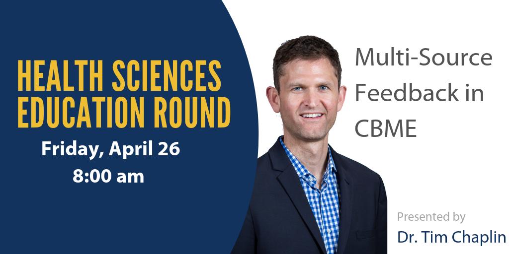 QueensuDOM's tweet photo. Health Sciences Education Round - Multi-source feedback in CBME          
Fri. Apr 26th 2019, 8:00 am Presented by @chaplintim @QueensUHealth @queensuim https://t.co/7UtRUzdpLS