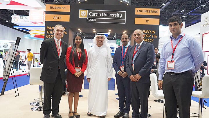 CurtinDubai's tweet photo. Guest of Honour, Dr. Abdulla Al Karam, Chairman of the Board of Directors and Director General of the Knowledge and Human Development Authority (KHDA) @KHDA welcomed by Co-Founder and Vice Chairman Mr Rakesh Wahi and Senior Executives at @getex1 2019.
 #Dubai #Education https://t.co/VlvzLsSjfU