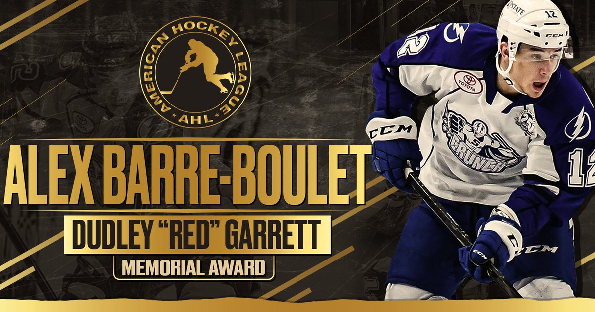 .<a href="/SyracuseCrunch/">Syracuse Crunch</a> forward Alex Barre-Boulet has been awarded the Dudley "Red" Garrett Memorial Award as the league's best rookie.

Details: bit.ly/2UK0ZJN