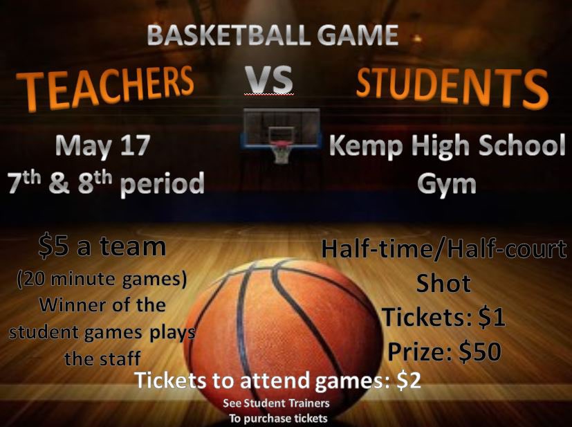 Have you signed up for the Staff vs Student Basketball Game? If not get your team together and sign up. Student games are $5 to enter. Must have at least 2 girls &amp; 2 boys on a team. Min is 5 &amp; Max is 8 players per team. 

Winning team plays the staff.
