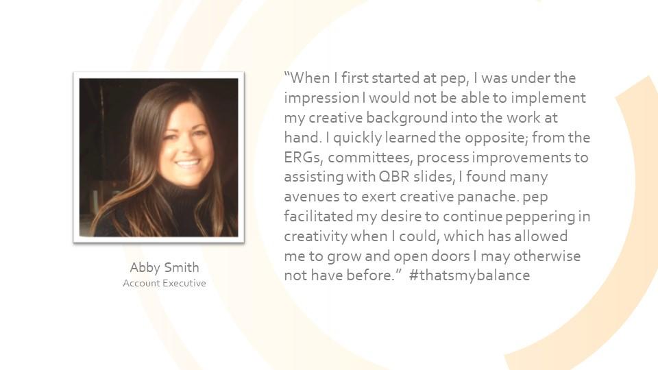 Abby shares how she has been able to maintain both her personal &amp; professional interests at pep, through her involvement in committees. Looking for similiar balance? Apply for our Budget Specialist Position in Denver, CO! peppromotions.com/Join-Us/Job-Li… #pepTalkThursdays #thatsmybalance