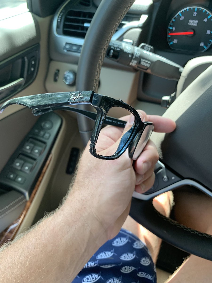 ChipWile's tweet image. This is what happens when you leave your 8 month old lab unattended for 2 minutes. Really, my glasses??  #iguessineedednewonesanyway