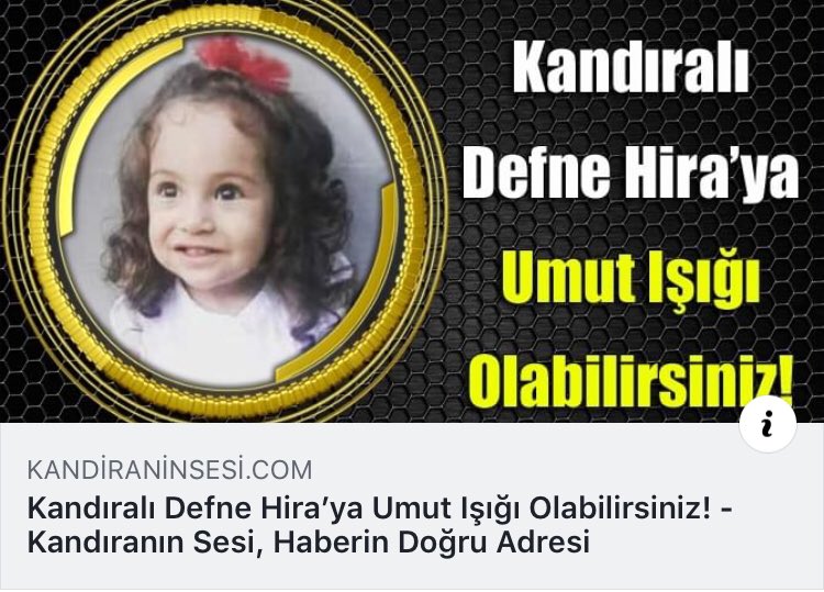 sebahat_zengin's tweet photo. Kandıralı Ordu çiftinin 3 yaşındaki kızları Defne Hira kanserle mücadele ediyor.Bir yıldır kızlarının tedavisi için çabalayan aile ise kendilerine uzanacak yardım elin bekliyor 2 yaşındaki Defne Hira’ya Yardım etmek isteyen babası Mustafa Ordu'ya 0543 5580019 telefonla ulaşabilir https://t.co/gGejzpTN5w