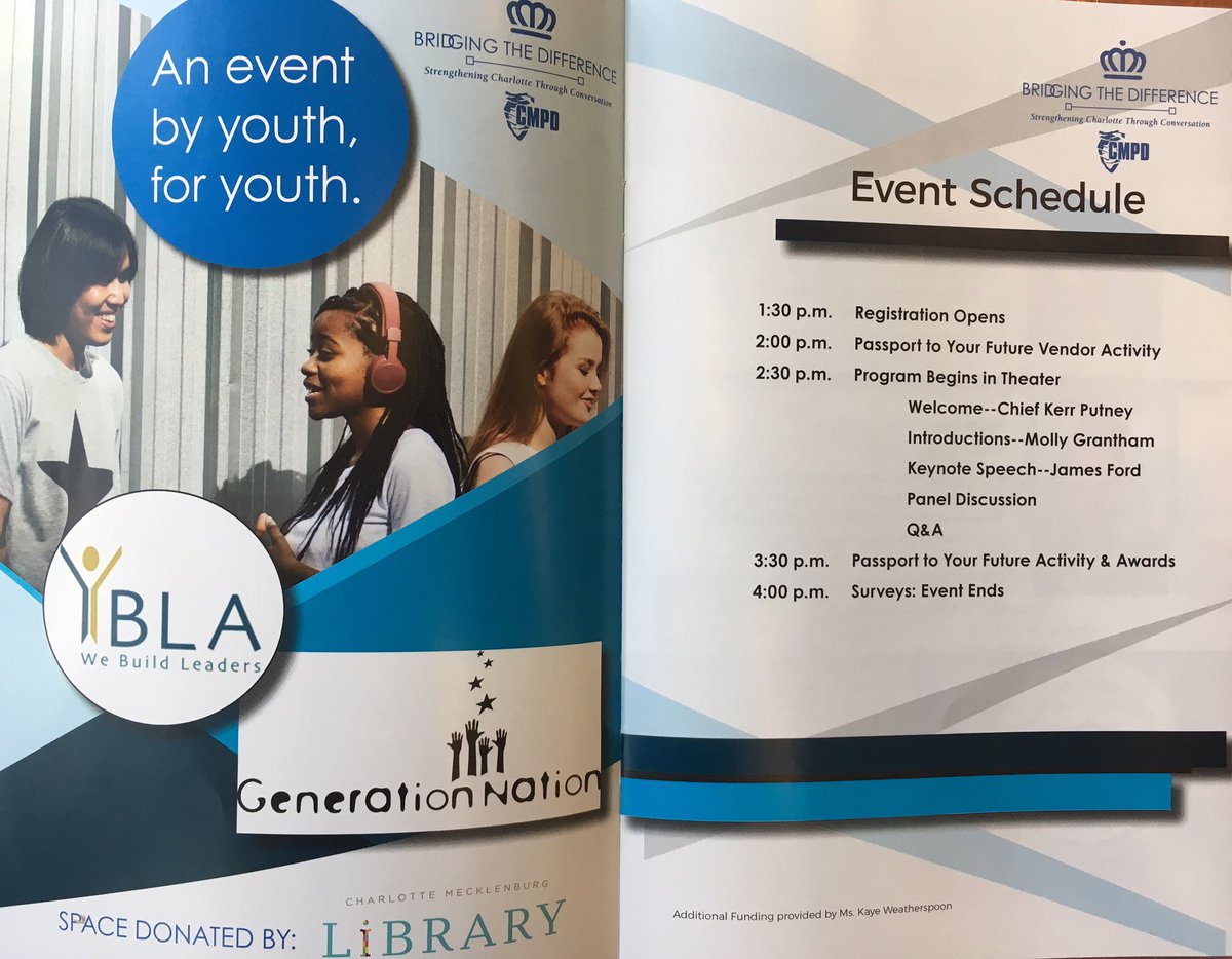GenNation's tweet photo. Welcome to #bridgeclt! Youth here to talk about building a successful future for yourself and for your city! Thank you @MollyGrantham for being a great emcee! So excited to hear from @JEFordNCTOY about shaking up the world! Next up: @RightKeitt #cltmeckyouth https://t.co/Cd9wOyy6qI