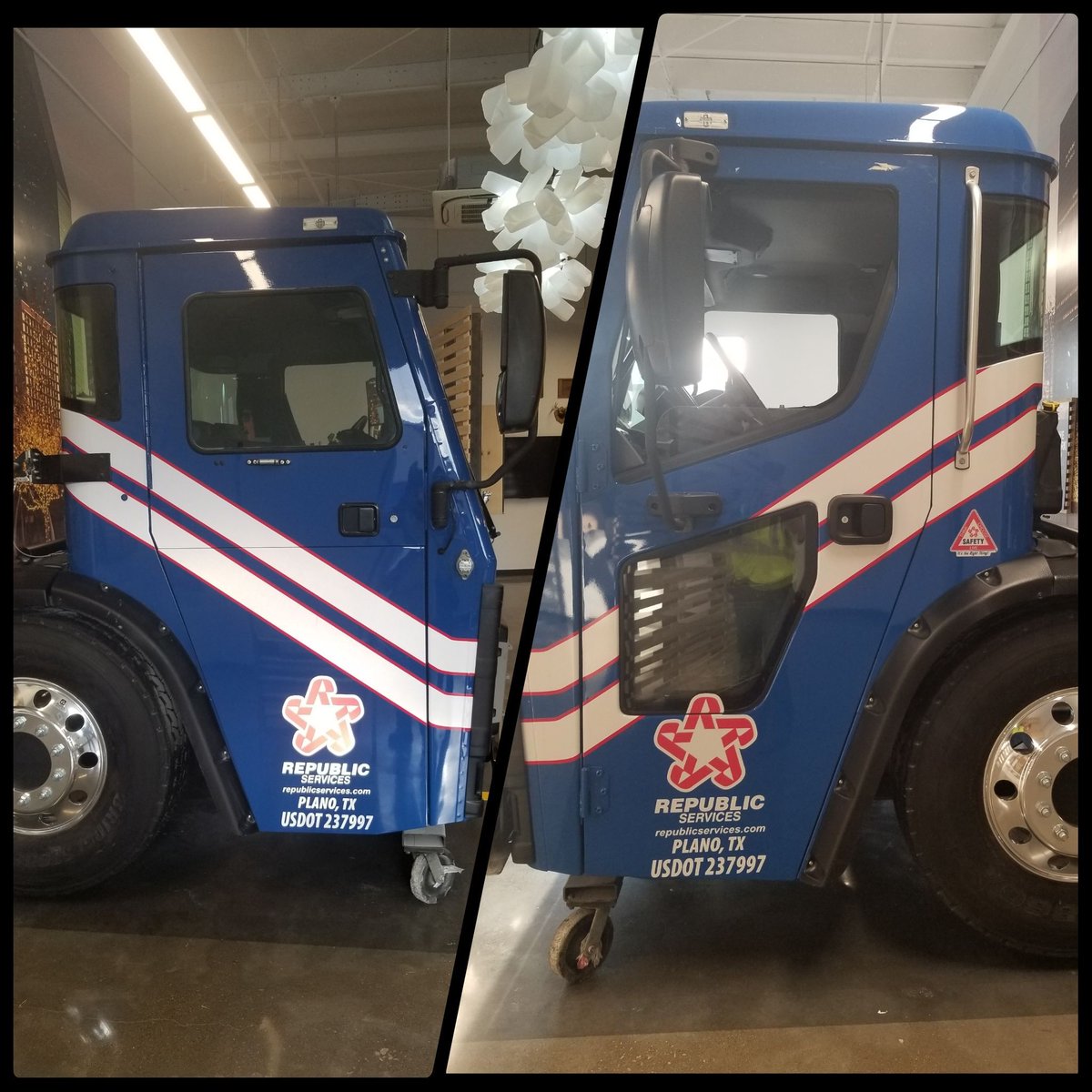 DumpsterDecals's tweet photo. Had the privilege of decaling this truck at the new #RepublicServices MRF in the education center. I see a lot of facilities everyday &amp; that place was cool!! #RepTheStar #Recycle #EagleEyePartners #WeGotchaWrapped https://t.co/oeqtSEOfUe
