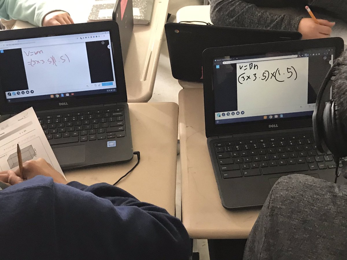 MathShaikh's tweet image. Students are working on Volume of Rectangular Prism using @nearpod. They are taking notes on example problem videos by @MathRhodes and solving practice problems on nearpod draw it tool. #landrummath #collabrativelearning @SpeyrerLMS @MsGuerrero2014 @LandrumMS