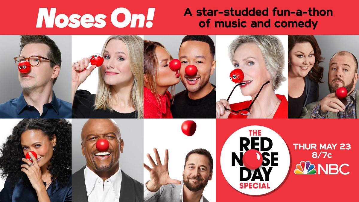 NBC Entertainment on Twitter: "Noses 🔴n! The #RedNoseDay is BACK on NBC Thursday, May 23 at https://t.co/jbv1bYFWcU" / Twitter