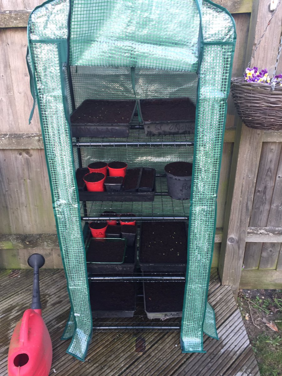 The_Barker_Boys's tweet photo. First spring planting is up and away! Just hope the @DefraGovUK mapping satellites doesnβt pass while the door is open as I donβt want to find the crop codes for this lot! #localmarch vegetable plot is a go! https://t.co/mZcUpFDBej