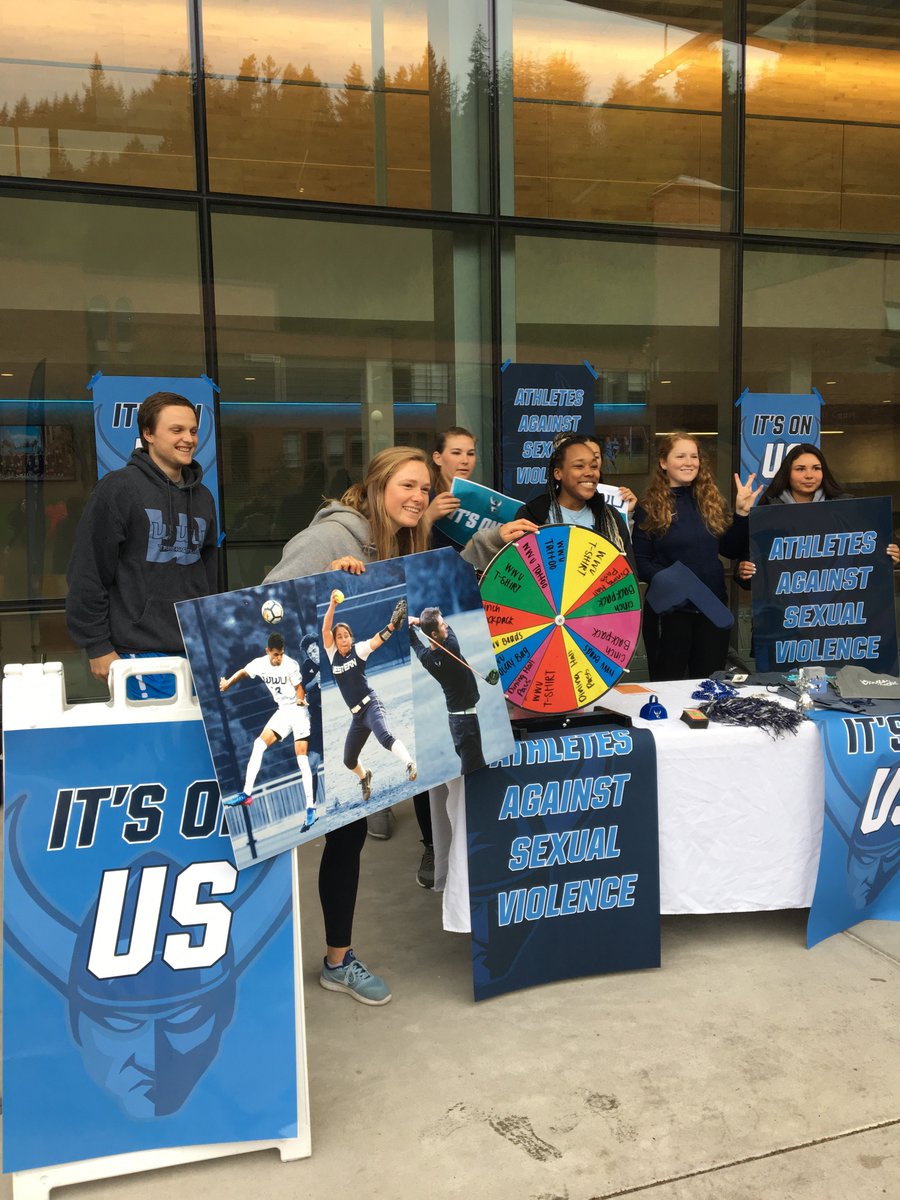 WWUAthletics's tweet photo. WWU's student-athletes and SAAC (Student Athlete Advisory Committee) are raising awareness during Sexual Assault Awareness Month. 

They have a table set up in front of Carver Gym today...so stop by if you are on campus. 

#StudentAthletesinAction #ItsOnUs https://t.co/IQAHodRMdx