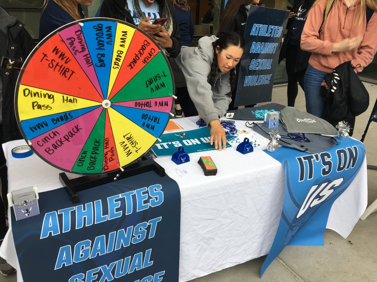 WWUAthletics's tweet photo. WWU's student-athletes and SAAC (Student Athlete Advisory Committee) are raising awareness during Sexual Assault Awareness Month. 

They have a table set up in front of Carver Gym today...so stop by if you are on campus. 

#StudentAthletesinAction #ItsOnUs https://t.co/IQAHodRMdx