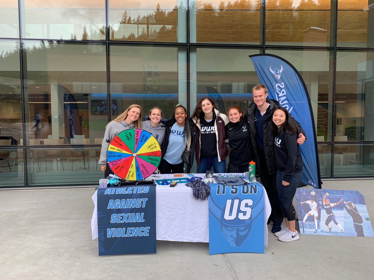 WWUAthletics's tweet photo. WWU's student-athletes and SAAC (Student Athlete Advisory Committee) are raising awareness during Sexual Assault Awareness Month. 

They have a table set up in front of Carver Gym today...so stop by if you are on campus. 

#StudentAthletesinAction #ItsOnUs https://t.co/IQAHodRMdx