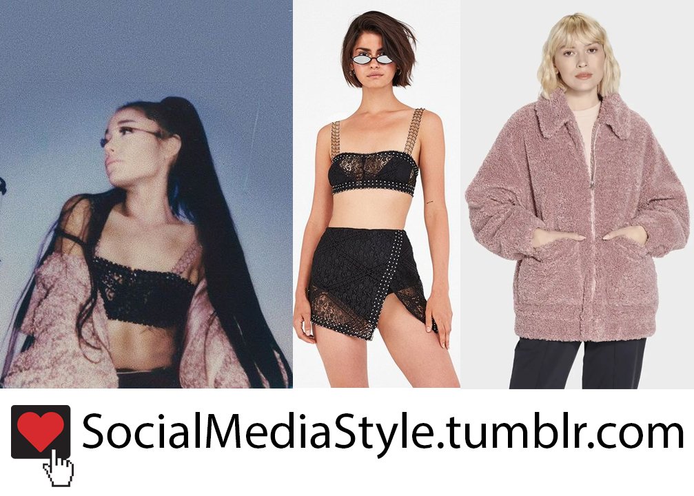 SMediaStyle's tweet photo. Buy @ArianaGrande’s @LoveandLemons black crop top and skirt and @UGG pink teddy coat here: https://t.co/UbN9biTewO #arianagrande #forloveandlemons #croptop #skirt #ugg #teddycoat #teddyjacket #teddybearcoat #teddybearjacket #pinkcoat #pinkjacket https://t.co/nYvbPPEj0r