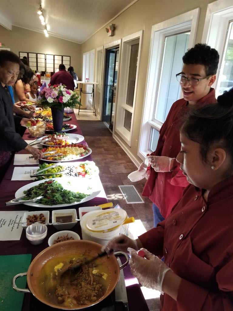 FeliciaGrayWats's tweet photo. CTE educator Ms. Spruill's 31 years of service was highlighted by the delicious meal prepared &amp; served by Chapel Hill-Carrboro Schools Culinary students. Thank you for your service. @chccs https://t.co/1KkNCswUCP