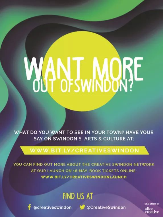 We'll be in <a href="/Brunelswindon/">The Brunel Swindon</a> 11am - 2pm tomorrow &amp; Saturday for our Easter Arts Event and promoting the Creative Life in Swindon Survey.

If you haven't already completed the survey it's here - bit.ly/creativeswindon
There's a £25 Brunel Centre voucher up for grabs! #SwindonHour