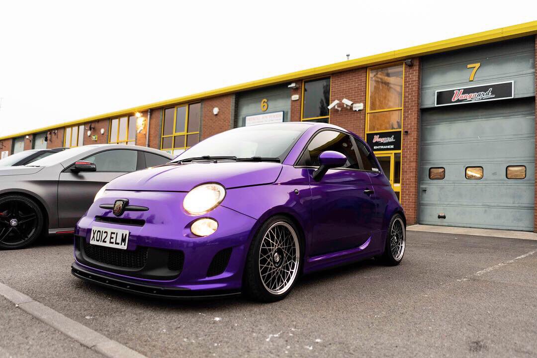 Vanguard_vw's tweet photo. Fiat 500 Abarth wrapped in Purple Metallic Gloss 😈 #Vanguard #Vehiclewrap #Fiat500 https://t.co/iKdpV8gJgP